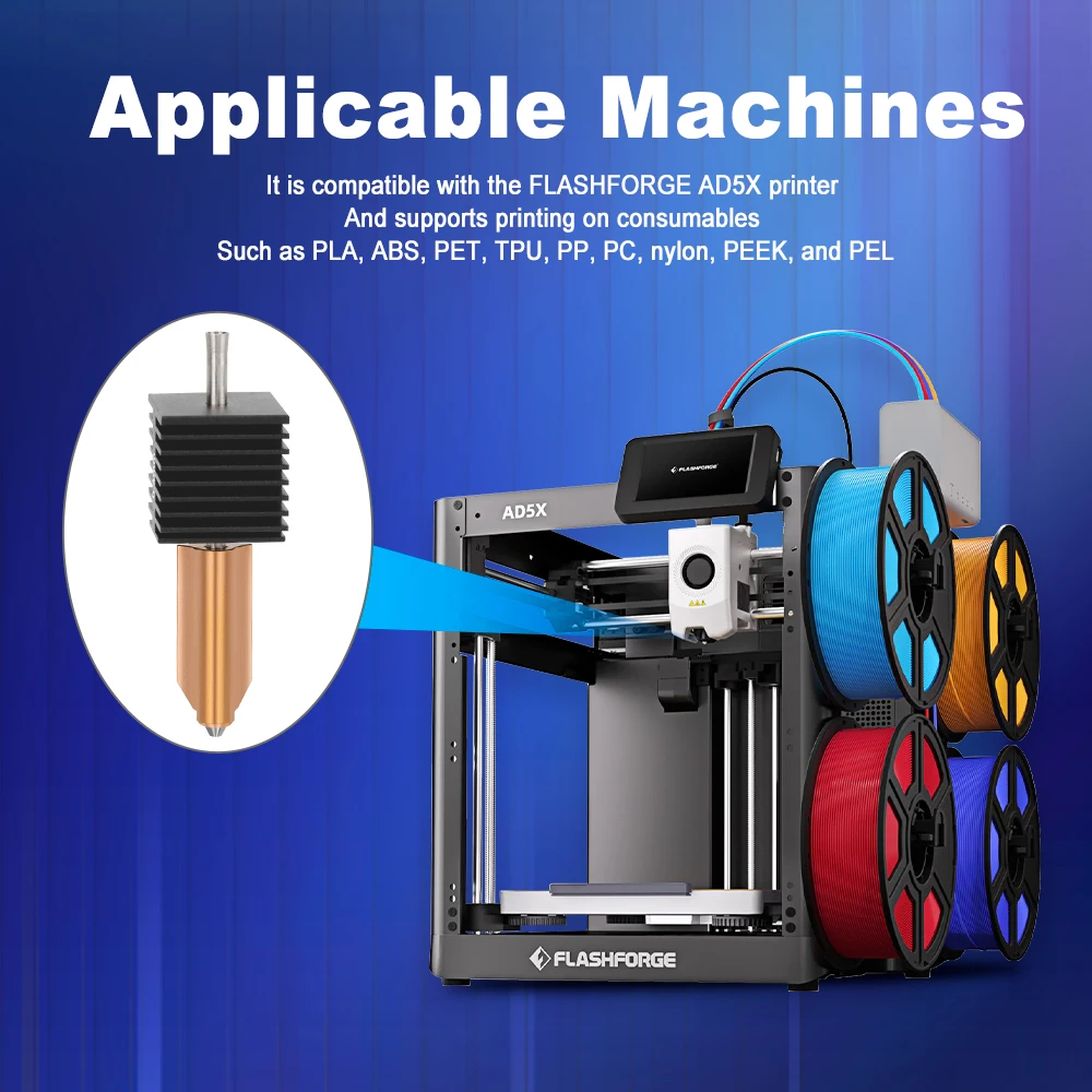 Verbessertes Hotend-Kit für Flashforge AD5X 0,25/0,4/0,6/0,8mm Einteilige Bimetall-Düse Hot-End-Kit für AD5X 3D-Drucker-Zubehör – Detail 2