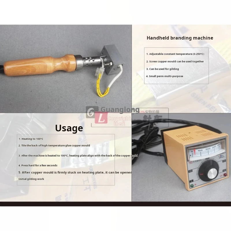 Logo Trademark Hot Stamping Machine Manual Press Stamp Set Heat Foil Embosser Crafts Tools Leather Embossing Wood Stamping Diy