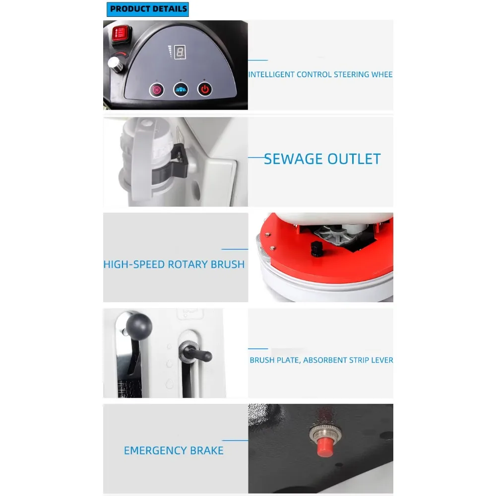 Compact Floor Washing Machine, Scrubber Dryer, Hotel Supermarket Cleaning Equipment, Efficient Floor Scrubbing Tool view 3
