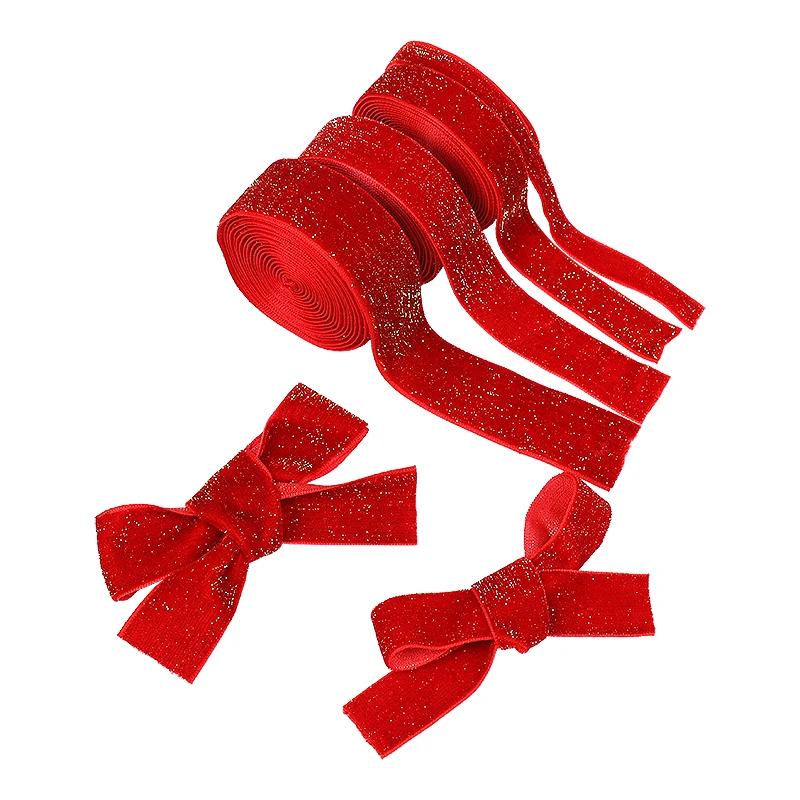 9Meters Glitte Red Velvet Ribbon For Wedding Valentines Day Gift Box Packaging Christmas Home Decoration DIY Hair Bows Ribbons