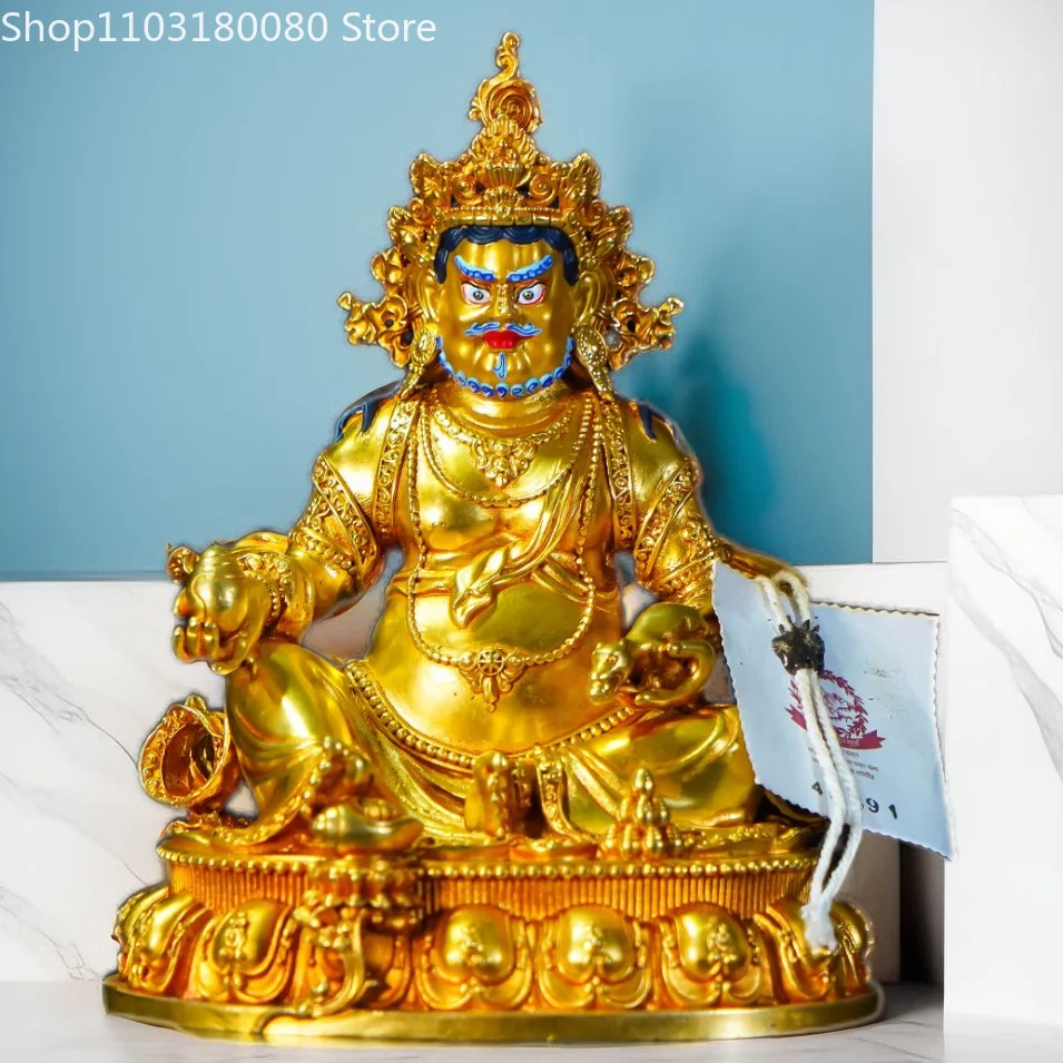 Copper Antique gilding Yellow Jambhala buddha statue Tibet buddhism God of wealth Jambala sculpture,15cm