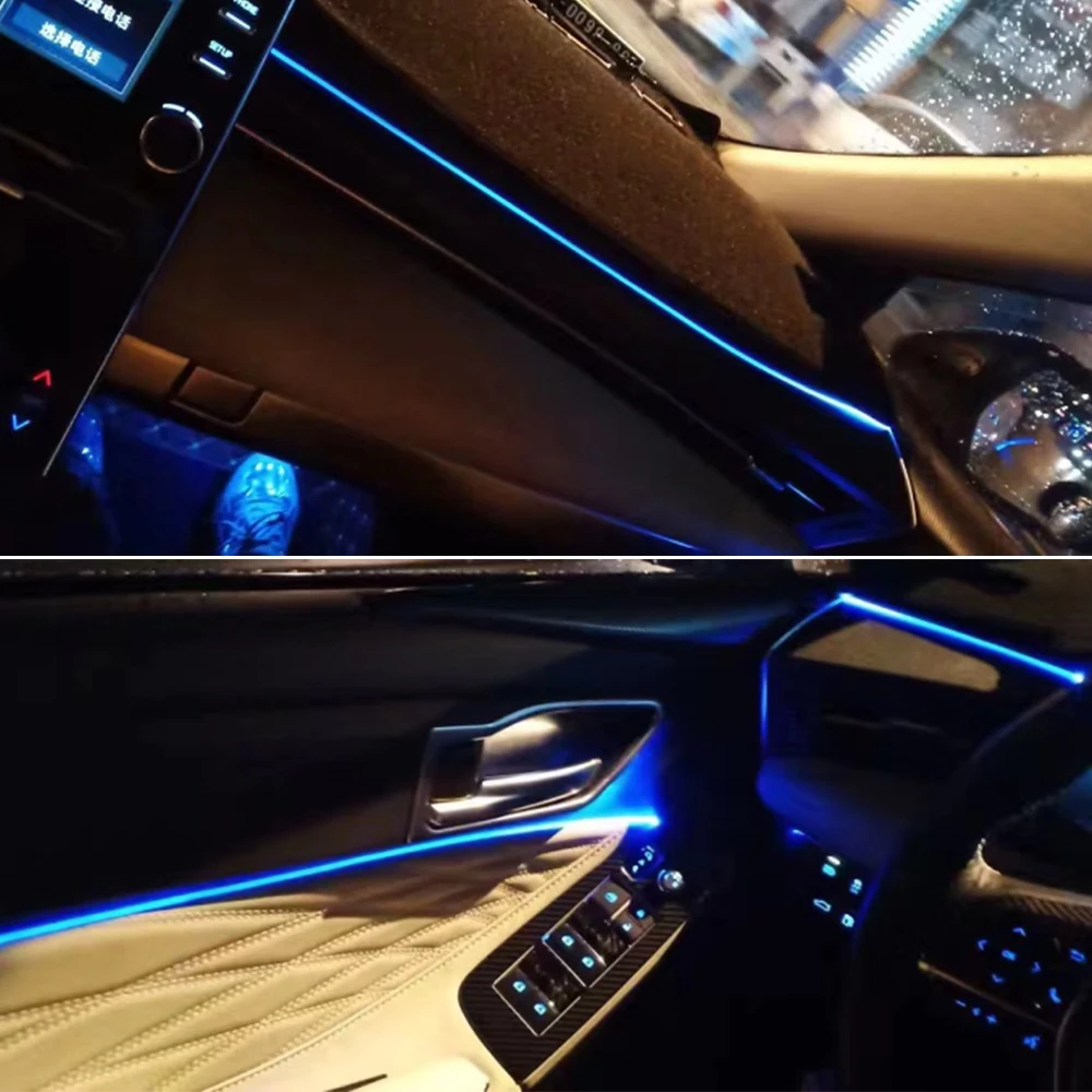 PMFC Ice Blue/64 Colors Water Cup Holder Lamp 4Door Instrument Panel Atmosphere Lamp Decorative Light For Toyota Avalon 2019