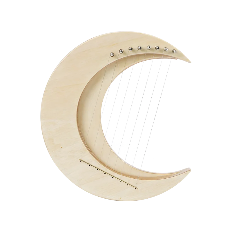 Hluru Lyre 8 Strings Mini Strings Finger Harp Wood Moon Lyre Key G for Beginner Musical Instrument