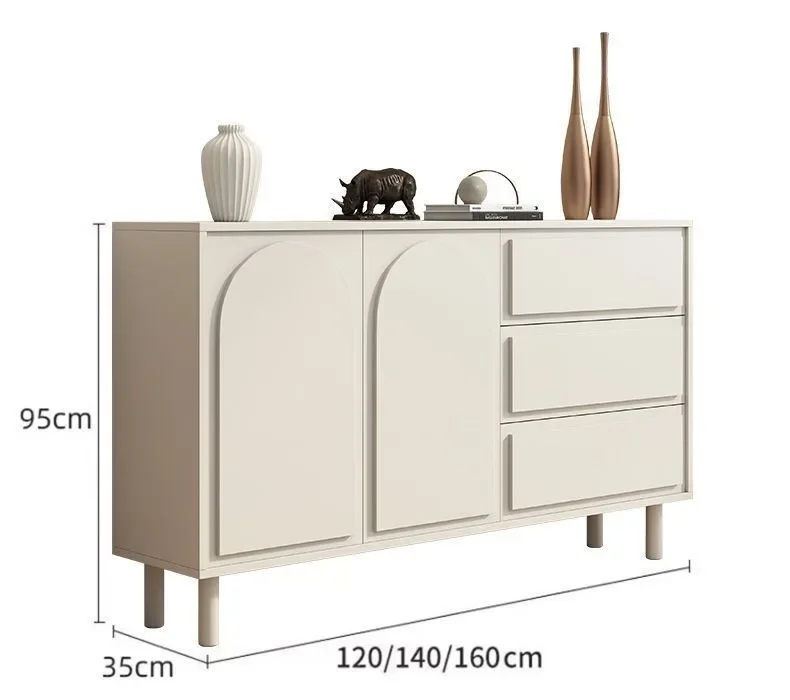 

French Nordic sideboard: modern and simple entrance cabinet, storage cabinet, tea cabinet, wabi-sabi style cream