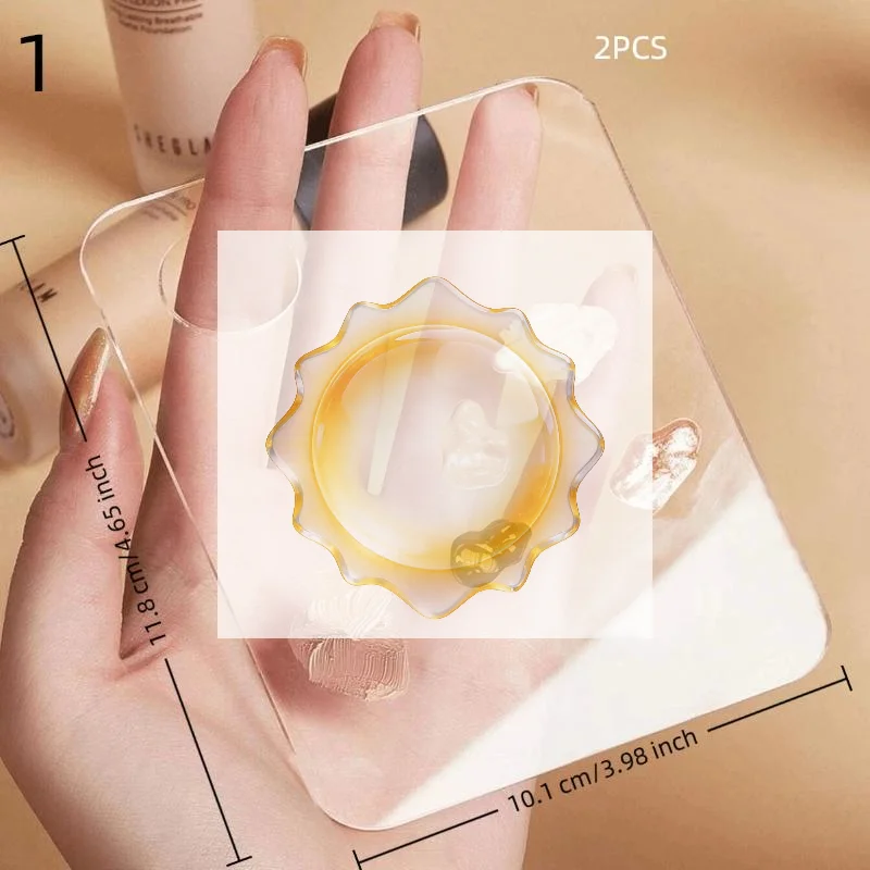 Paleta de Maquiagem Transparente em Acrílico com 2 Peças, Misturador Manual de Creme de Base Líquida, Ferramenta de Beleza