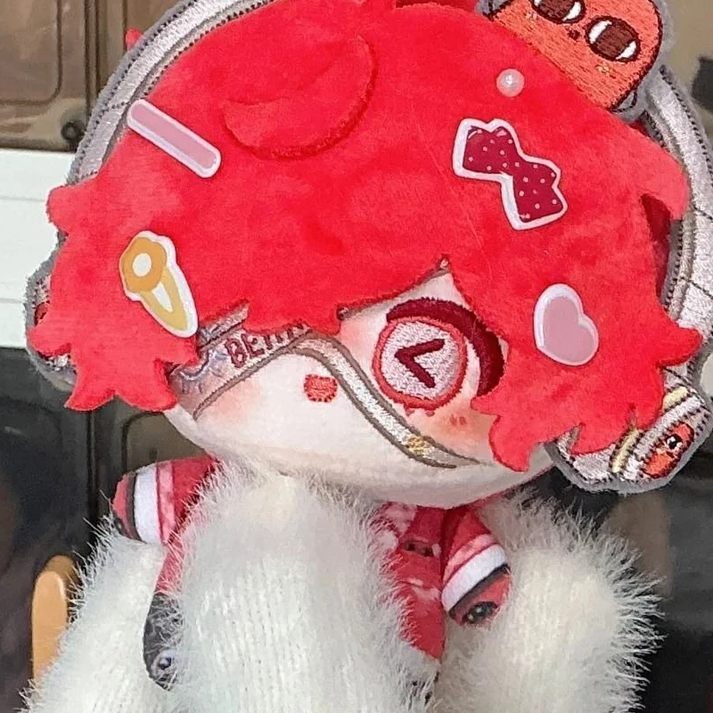 Stuffed Animals New Version Identity V X Red Bean Collab Fire Investigator 10cm Plush Doll KeychainSoft Dress Up Cotton Kid Gift