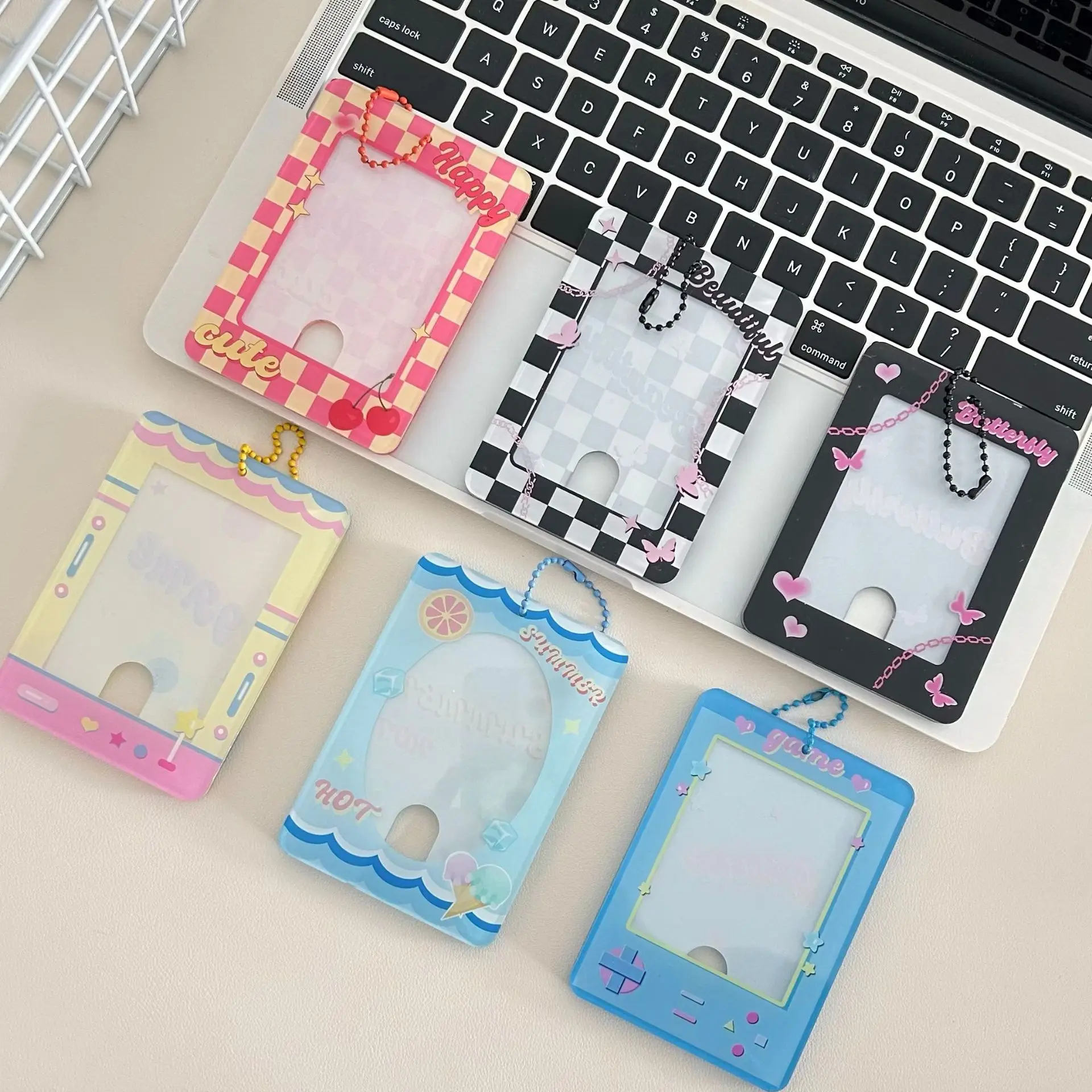 New InS style Checkered Card Case Acrylic Hard Card Case Surface Card Case Cute Little Card Protective Case
