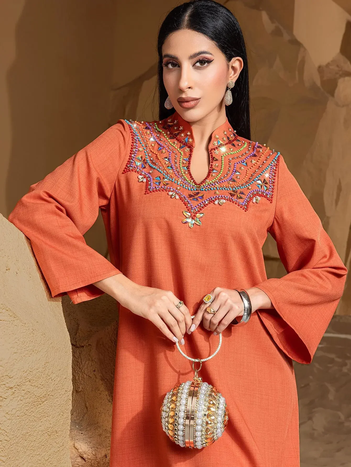 

Dubai Luxury Abayas Diamonds Muslim Dress Eid Mubarak Djellaba Women Maxi Evening Party Gown Turkey Kaftan Femme Musulmane Robe