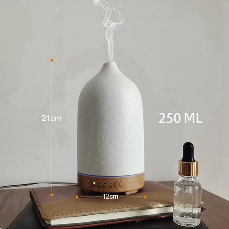 250ML Aromatherapy Essential Oil Diffuser Air Humidifier Cool With 7 Color LED Lights Ceramic Diffuser For Home