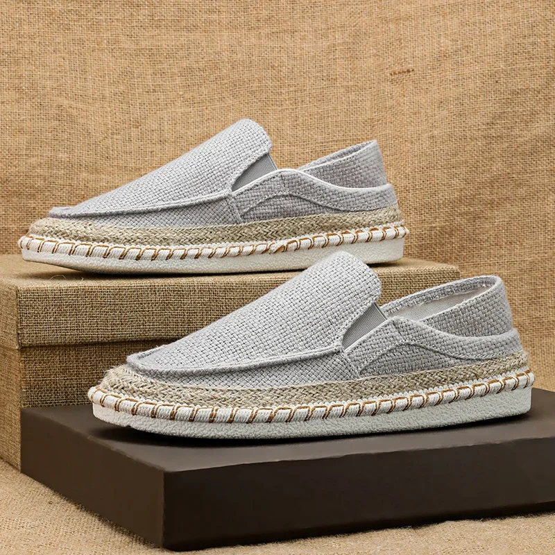 Espadrilles Shoes for Men Man Sneakers Summer Non-Leather Casual Shoes Fashion Footwear Men Male Classics Designer Linen Leisure