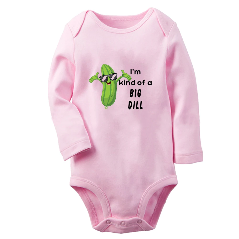 Cucumber bitter gourd I'm Kind Of A Big Dill Cute Baby Rompers Baby Boys Girls Fun Print Bodysuit Infant Long Sleeves Jumpsuit