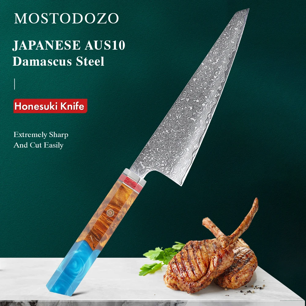 MOSTODOZO 6-inch Honesuki Knife 67 Layer Damascus Steel Professional Chef Knives Kitchen Japanese Utility Slicer Cooking Tools