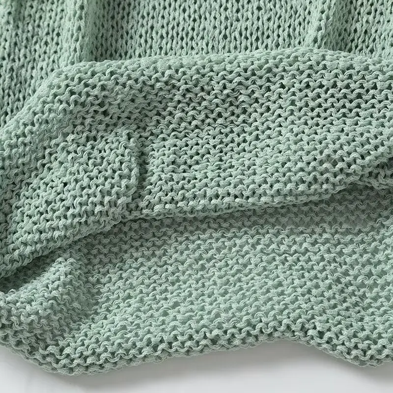 Maxdutti Knitted Vest Green Fresh Pullover Sleeveless Sweater Minimalist Mint Casual Knit Sweater Women Tank Tops