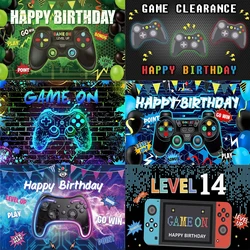 Game On Theme Video Gamer Kids Birthday Party Neon Green Gaming Next Level Up Background Baby Shower Decoration Supplies Props