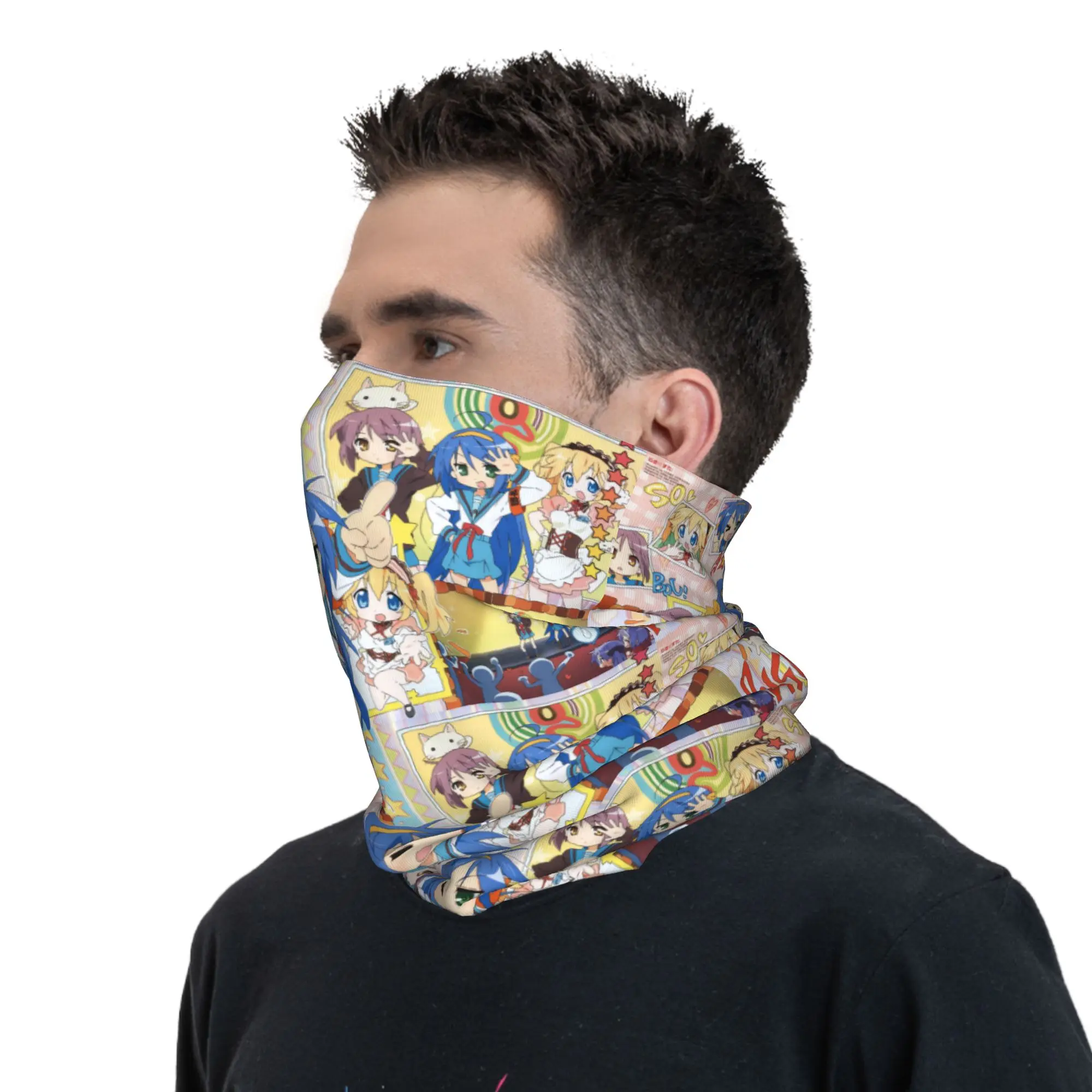 Kawaii Lucky Star Game Bandana الشتاء الرقبة أدفأ الرجال يندبروف التفاف الوجه وشاح للمشي لمسافات طويلة أنيمي اليابانية الجراب عقال #6