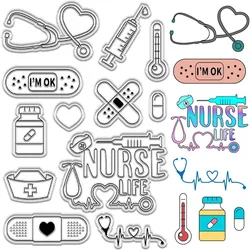 Nurses' Day Clear Stamps Band Aid Pill Bottle Thermometer Stethoscope Heart Reusable Postmark Transparent Silicone