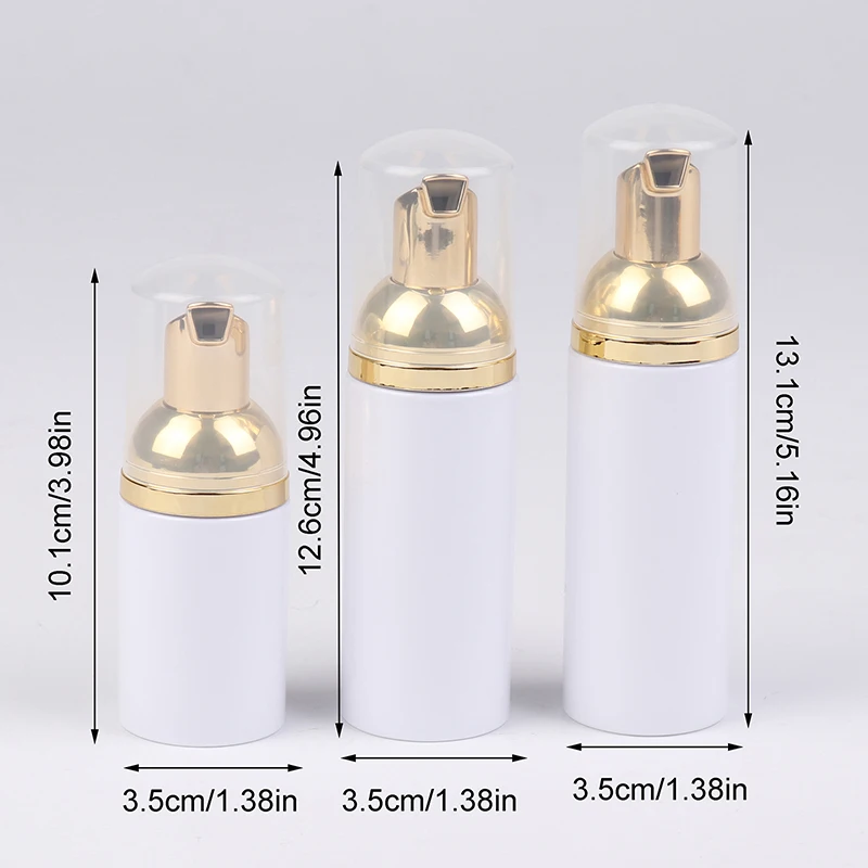 30/50/60ML White Gold Plastic Foamer Pump Bottle Refillable Empty Face Lashes Cleanser Foaming Cosmetic Soap Dispenser Bottle