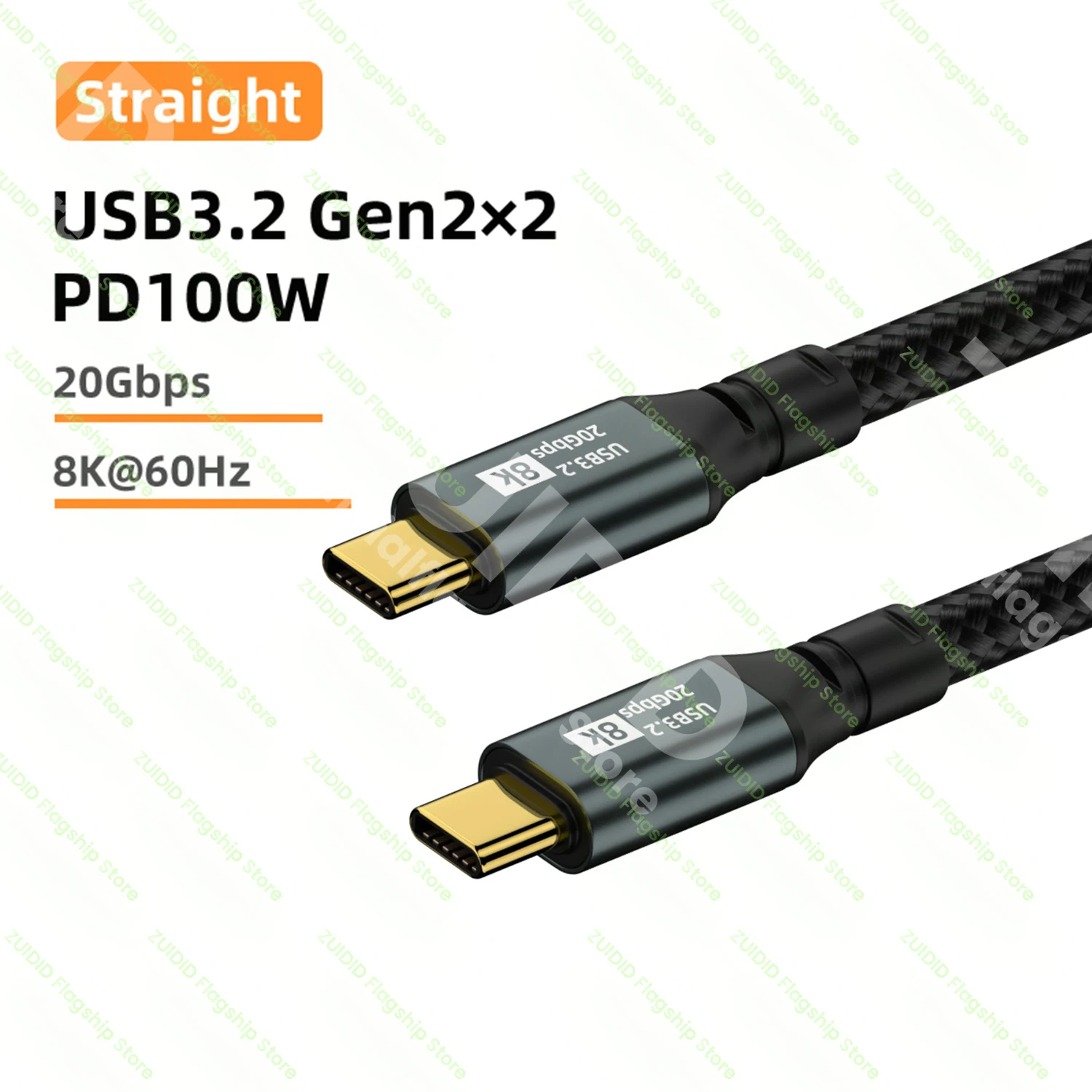 Кабель PD100W USB-C 3.2 ThunderBolt 3 8K 60 Гц для MacBook и iPhone 15 Pro Max — фото товара