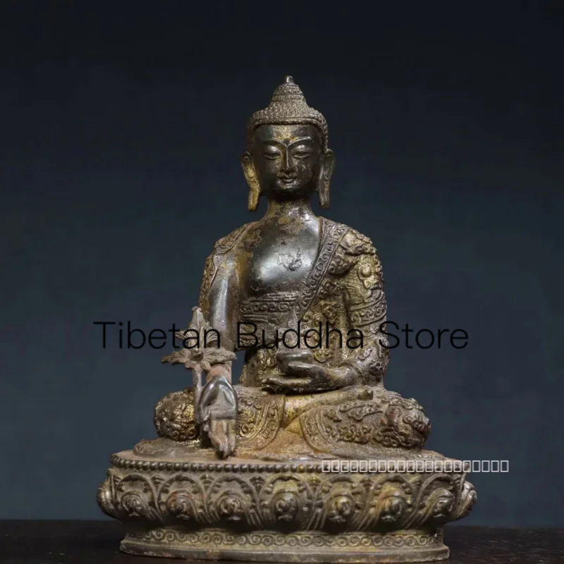 

22cm Nepalese Tibetan Pure Copper, Mud Gold, Gold, and Shakyamuni Medicine Master Buddha Ornament