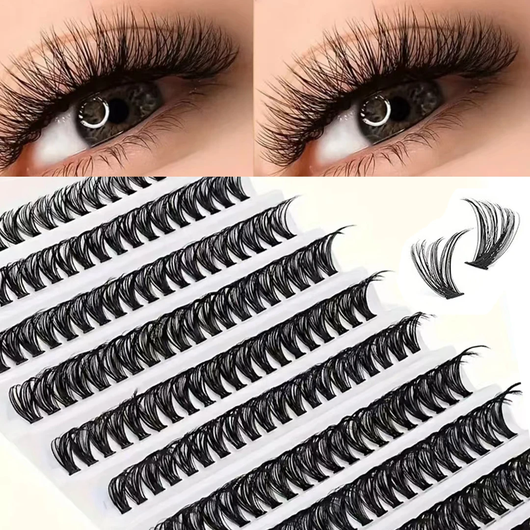 Wimpern cluster 200 Stück DIY einzelne Wimpern natürlichen Look wispy Wimpern verlängerung d Curl Einzelpersonen Cluster Wimpern flauschige Wimpern