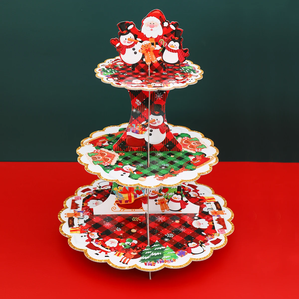 Christmas Santa Red Green Cake Stand Navidad Natal Noel Cupcake Support Merry Christmas Decorations For Home 2024 New Year 2025