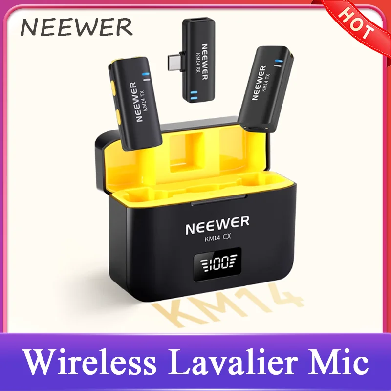 neewer-km14-ワイヤレスラベリアマイク-ノイズリダクション-デュアルラベリアマイク-充電ケース付き-ライブストリーミング-録音-youtube動画用