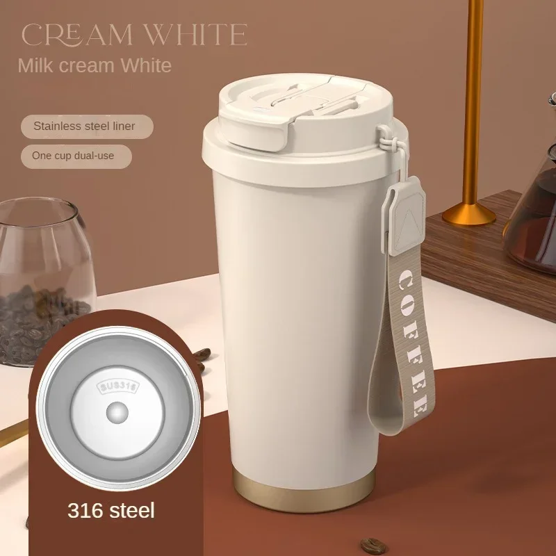 NONE Große Kapazität Keramik Isolierflaschen Wiederverwendbare Doppelwandige Thermoskannen Edelstahl Kaffeetasse Isolierte Tasse Hause Trinkgeschirr 6