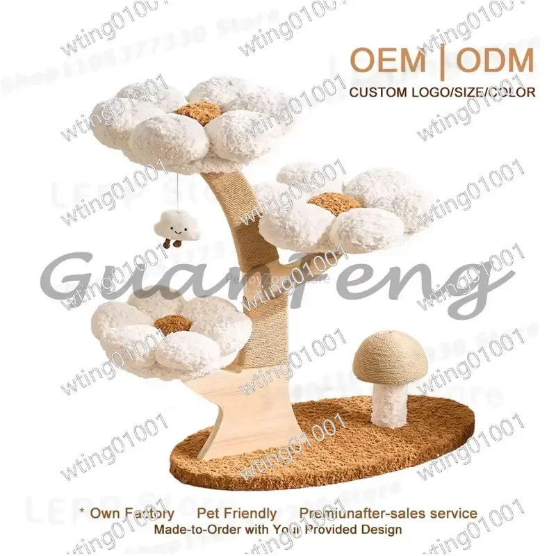 for Cat Tree Flowering Design Integrated Scratcher Mushroom Post Warm Durable Scratch Resistant Creative Furniture