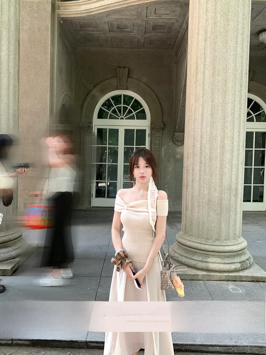 

Новый летний костюм Ele Eleven Girl: элегантный комплект из топа на одно плечо и юбки из мягкой шерсти для женщин, для офиса и повседневной носки