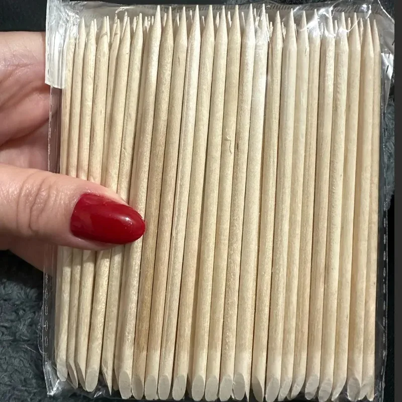 100 500 Stuks Oranje Houten Nagelsticks Dubbele Hoofd Cuticle Pusher Remover Pedicure Manicure Gereedschap 11.5 Cm Professionele Salon Benodigdheden