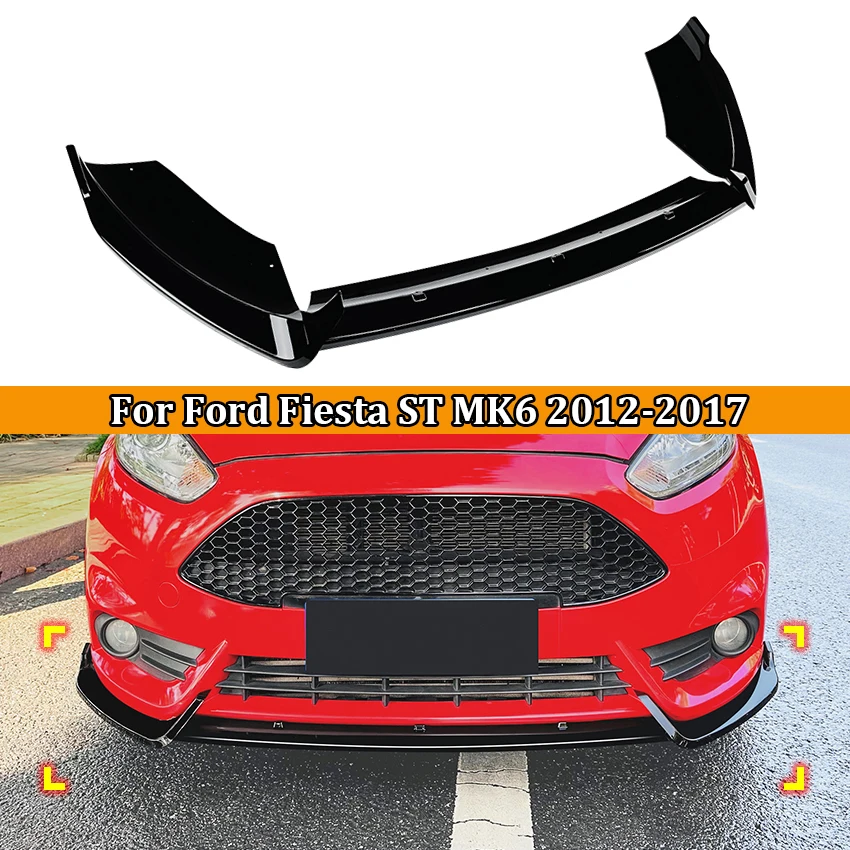 For Ford Fiesta ST MK6 2012-2017 Car Under Front Bumper Splitter Lip Spoiler Diffuser Lower Splitter Protect Blade Guard Protect