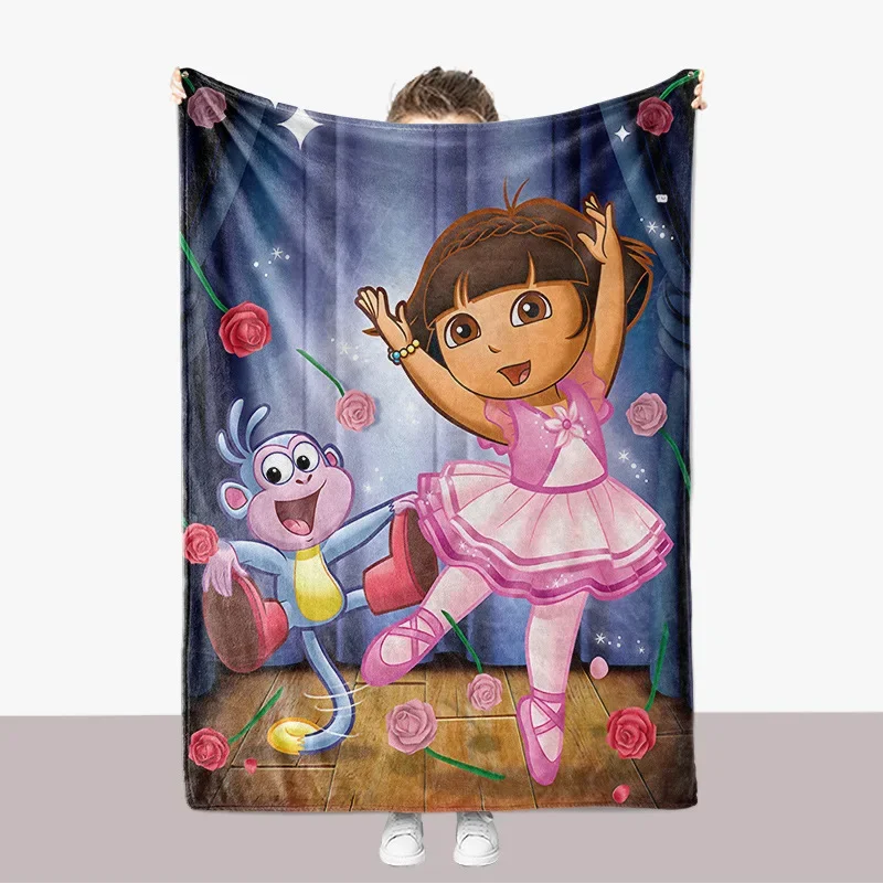 Dora Explorer Oversize Throws Blankets Kawaii Anime Cartoon Flannel Blanket Spring and Autumn Warm Blanket Home Decor Rugs Gifts