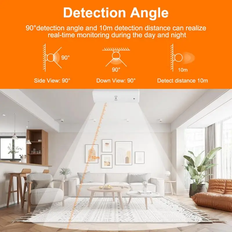 Tuya Zigbee Mmwave Sensor Presença Humana, Casa Inteligente, Detector de Movimento, Luminância, Detecção de Distância, 5V