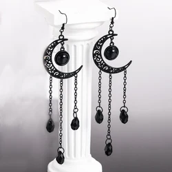 Vintage Gothic Vampire Witch Black Moon Earrings for Women 2023 New Creative Halloween Party Personalized Jewelry Accessories