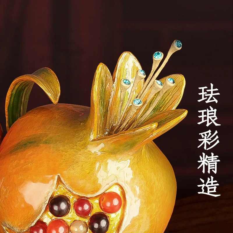 زخرفة الرمان النحاسية ، الحرف اليدوية الملونة المينا الرمان النحاسية ، هدايا تزيين رف بوغو لغرفة المعيشة ، هدايا الزفاف