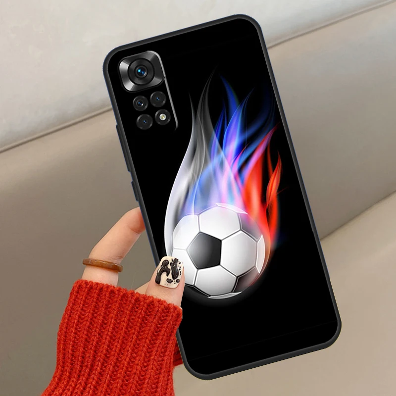 Fire Football Soccer Ball Case For Xiaomi Redmi Note 10 Pro 8 9 12 11 Pro 8T 9S 10S 11S Redmi 9 10 10C 9A 9C Cover