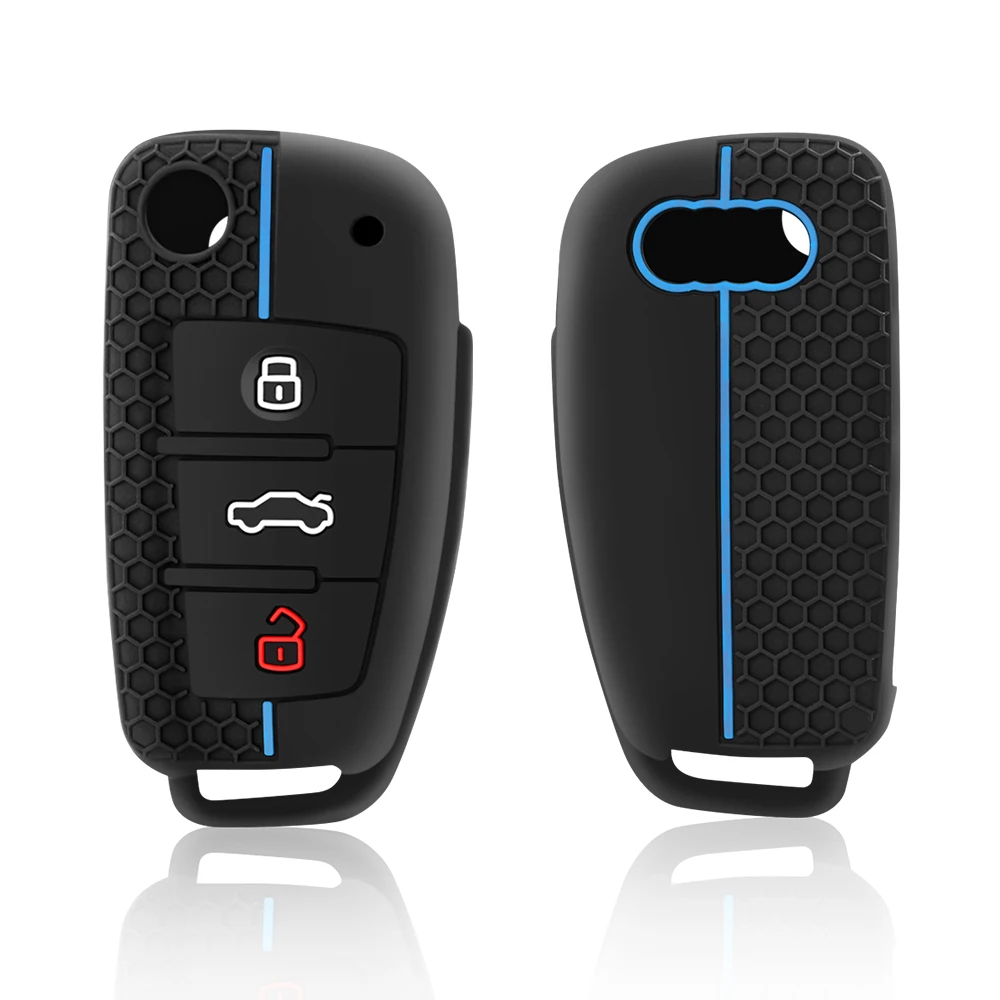 Silicone Car Key Cover Protector Case for Audi A3 A4 A5 C5 C6 8L 8P B6 B7 B8 C6 RS3 Q3 Q7 TT 8L 8V S3 view 3