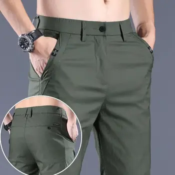 Pantalones de traje de sastrería Social para hombre, pantalones de algodón grises rectos de negocios chinos para hombre, pantalones de verano para hombre, pantalones clásicos finos informales