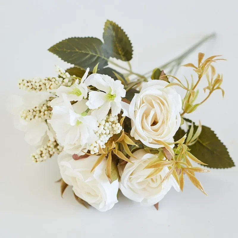 

4 Heads Rose Bouquet Artificial Flowers Western Rose Wedding Decoration 8 Colors Peonies Fake Flowers Artificial Flowers