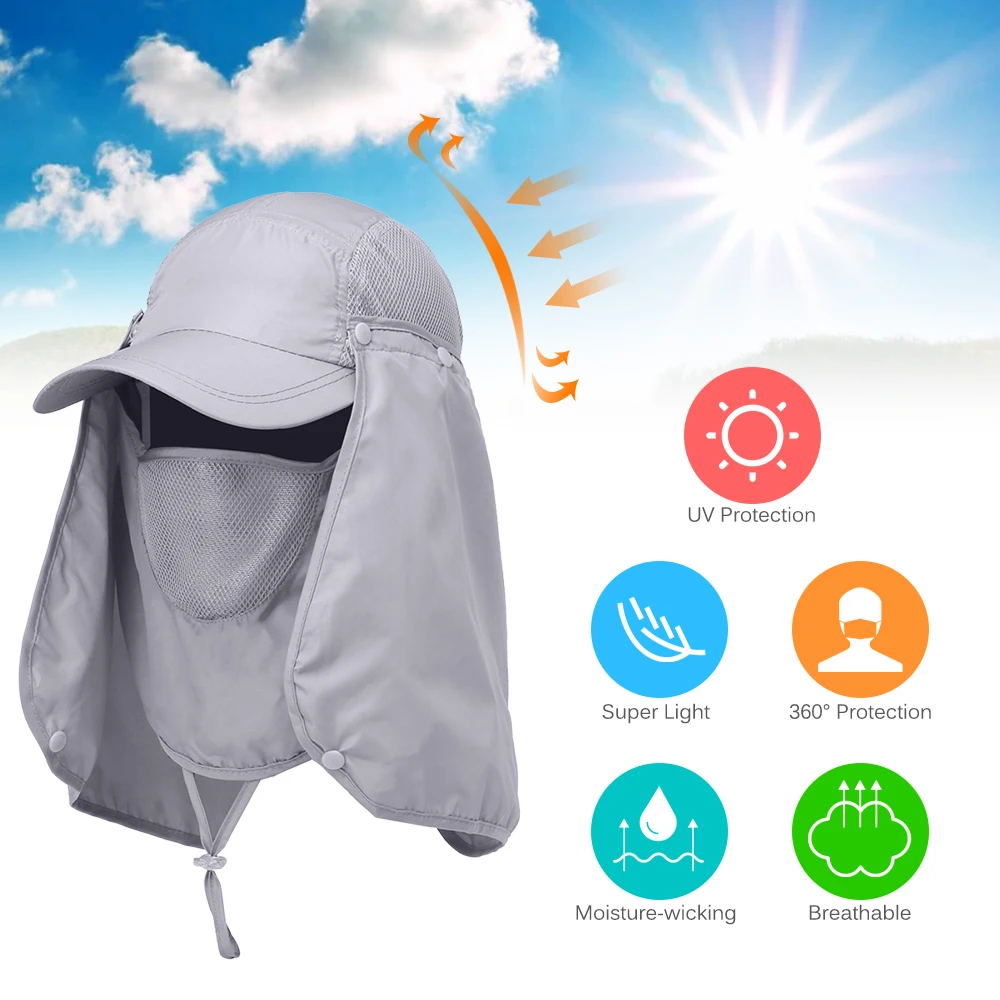 Fishing Cap Outdoor Sport Hiking Visor Hat UV Guard Face Neck Cover Fishing Sun Protection Cap