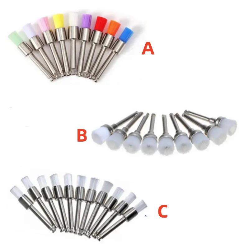 

100pcs multicolor Color Nylon Latch Flat /bowl RA Shank 2.35mm Polishing Polisher Prophy Brushes Dental Brush Dental material