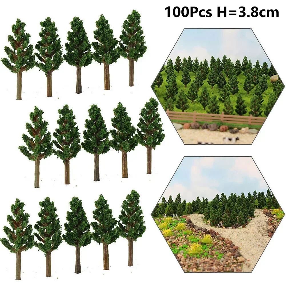 100Pcs Model Trees 38MM Model Pine Trees N Scale Train Railroad Landscape Layout Model Building Construction  Accessories