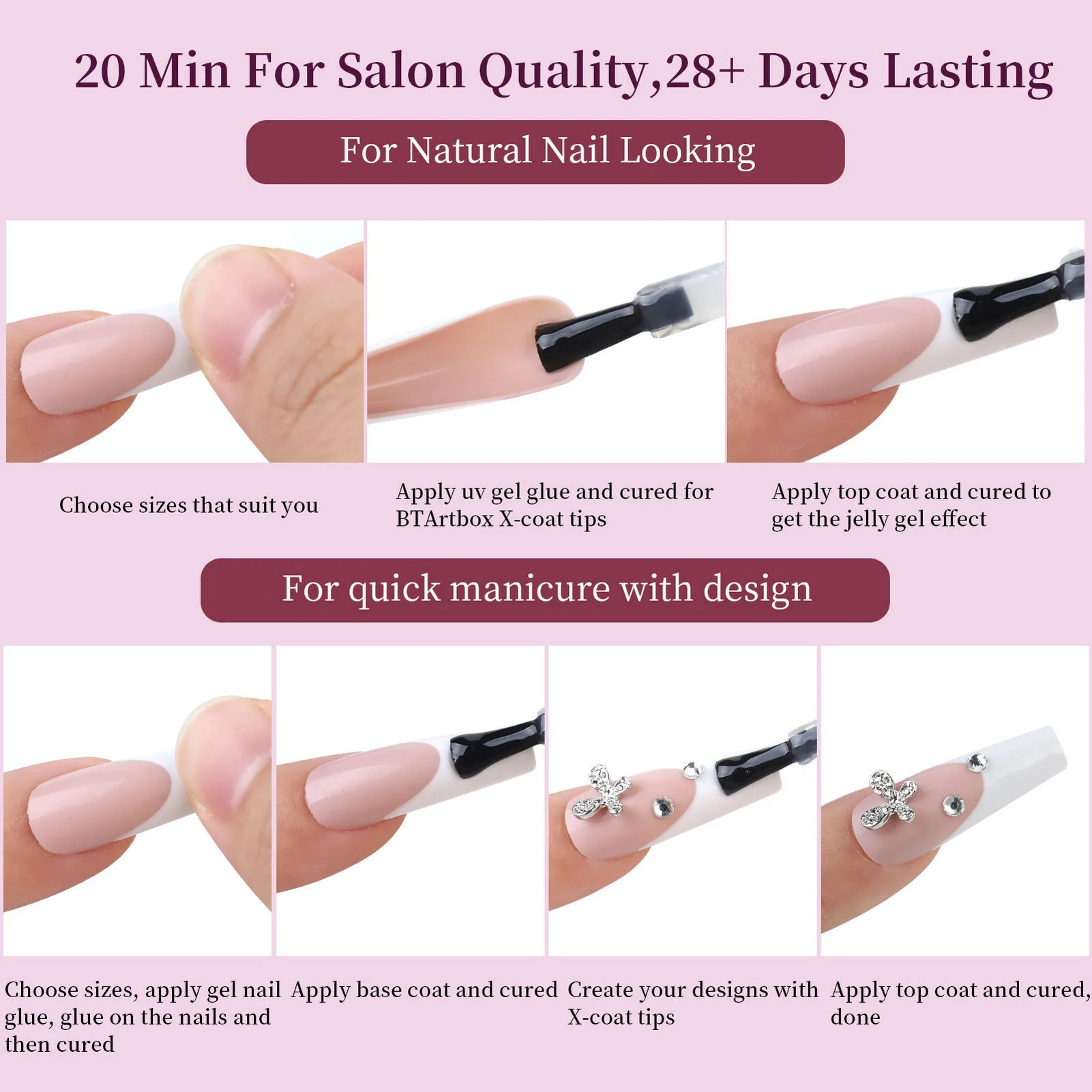 288 ชิ้นที่มีสีสันเคล็ดลับฝรั่งเศสเล็บปลอม DIY เล็บยาวโลงศพกดบนเล็บนํามาใช้ใหม่เต็มปกเล็บปลอมศิลปะ