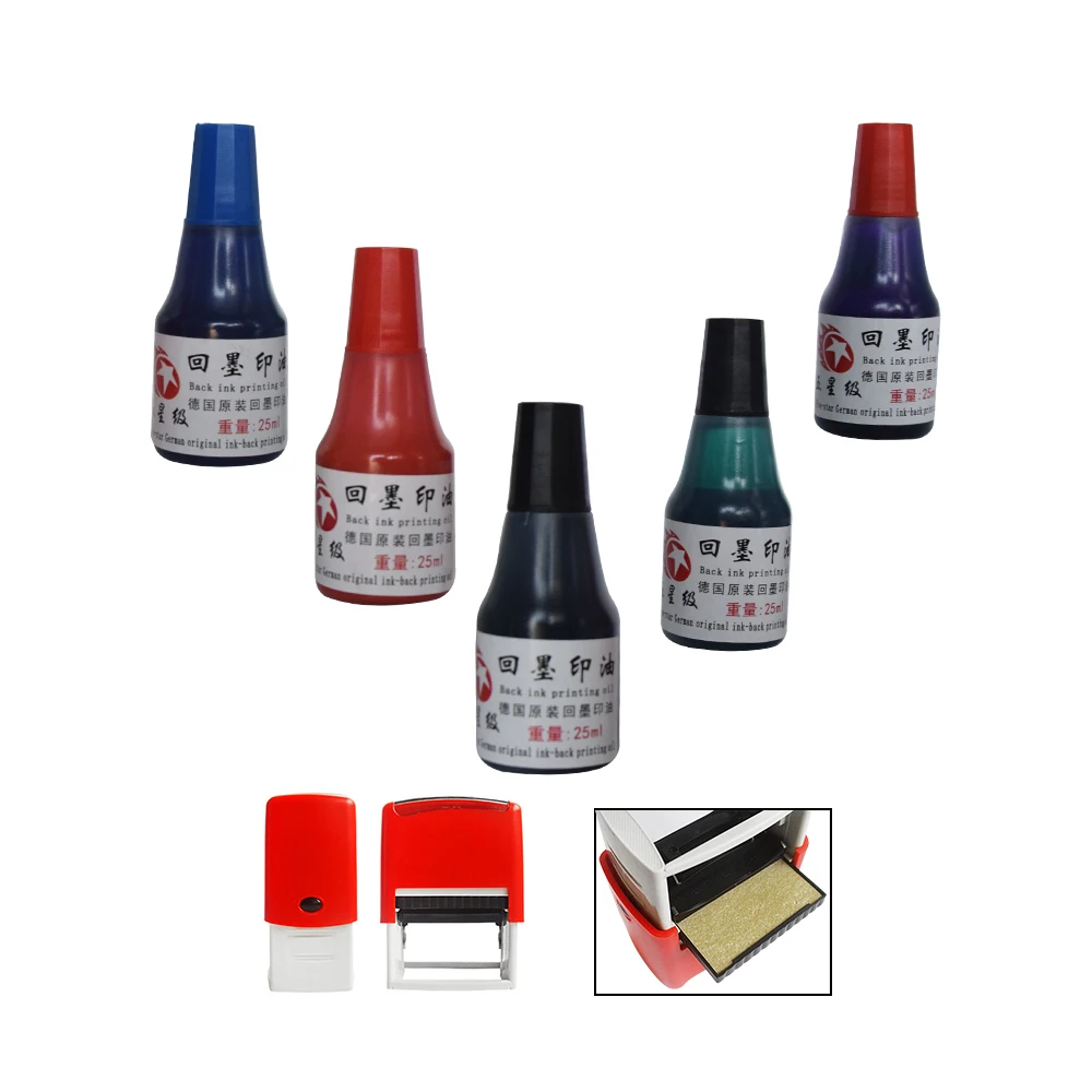 5 colors 25ml ink pad refill ink for self inking stamp