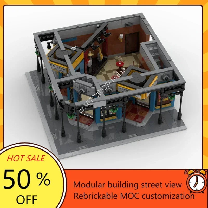 3493 Stuks Nieuwe Orleans Jazzclub Modulaire Moc Creatieve Straatbeeld Model Bouwstenen Architectuur Assemblage Model Speelgoed Geschenken