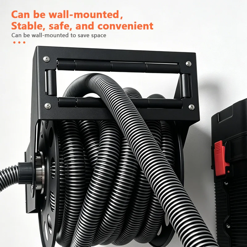 Retractable Vacuum Hose Reel with Pause Function Mobile Detailing Cleaning Vacuum Hose Solution for Garage