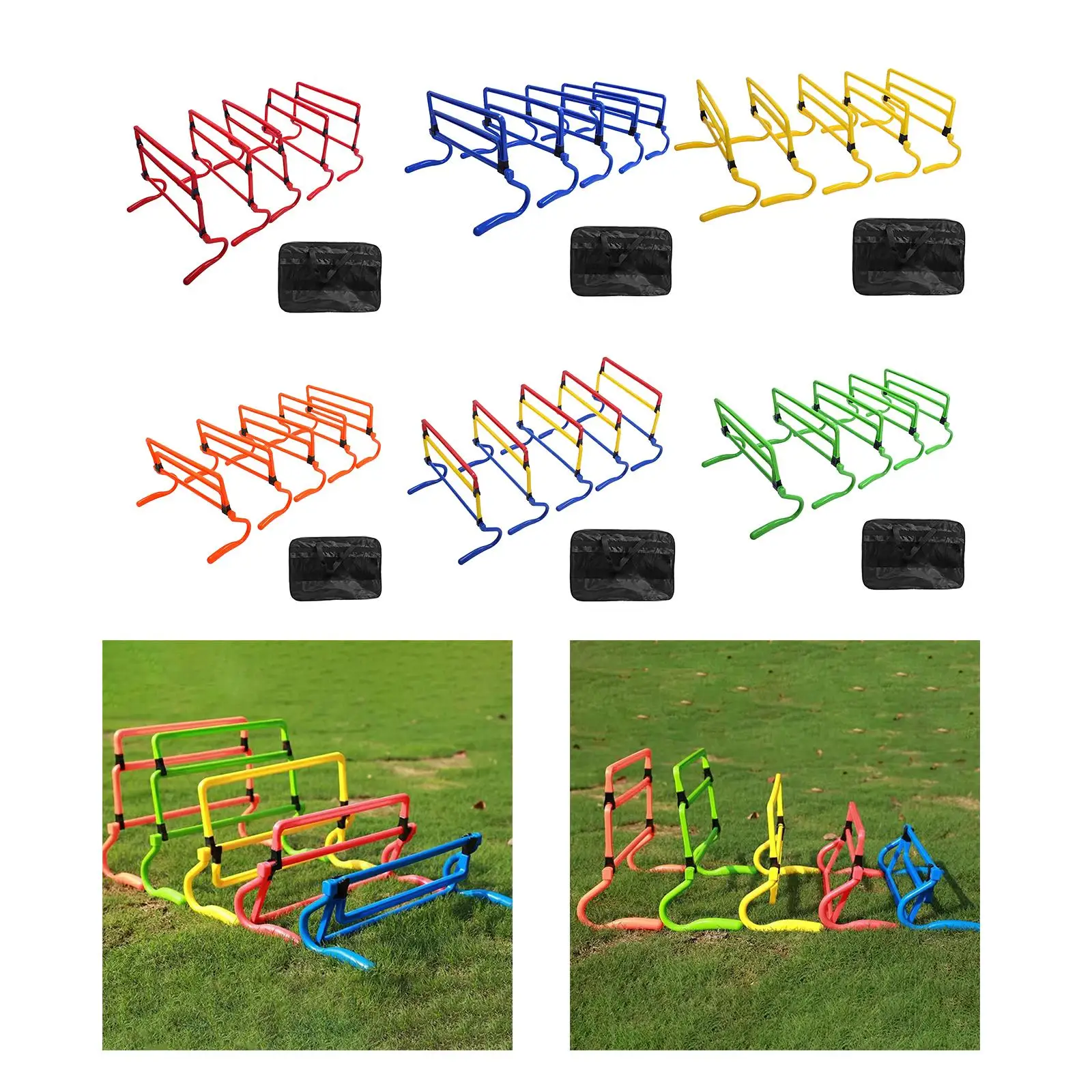 Sports Agility Hurdles Adjustable Height Footwork Training Obstacle Set for Field Athletics