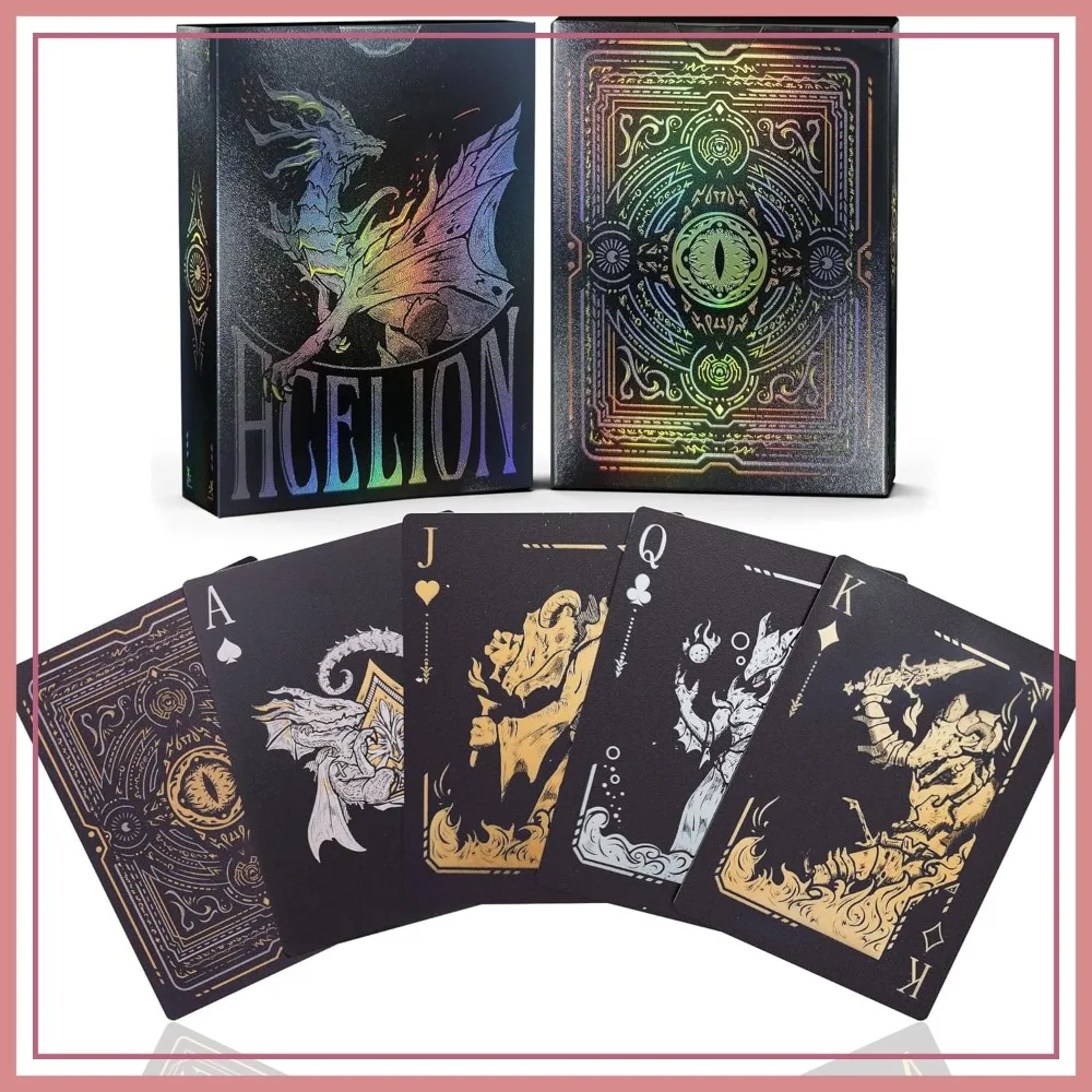 

Easy Shuffling Plastic Waterproof Playing Cards, Cool Black Dragon Poker Cards for Game and Party, Deck of Cards