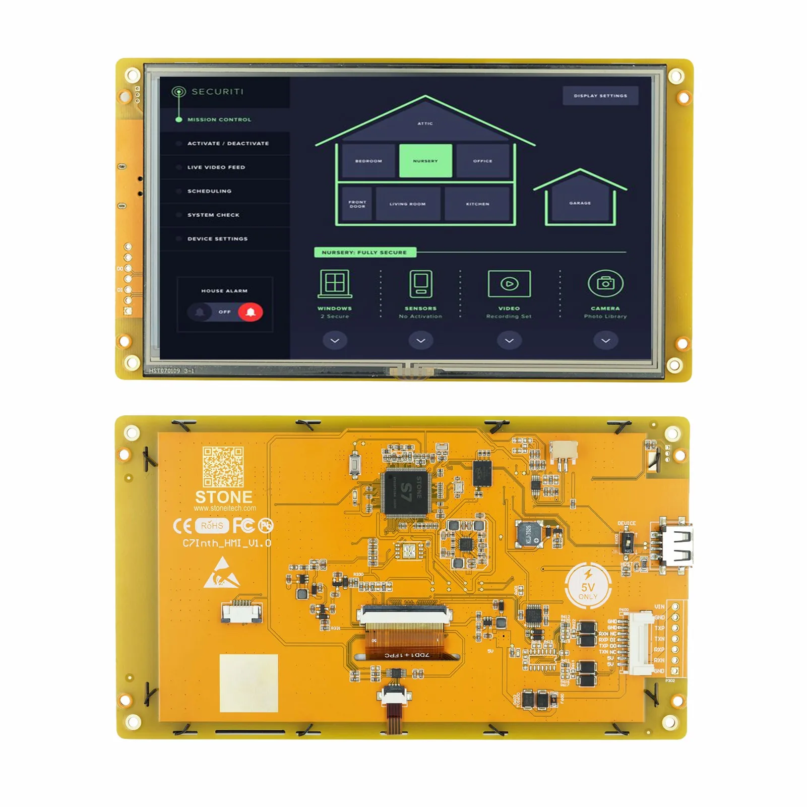 

Сенсорный ЖК-дисплей 7,0 дюйма с встроенной системой с портом UART для промышленного использования