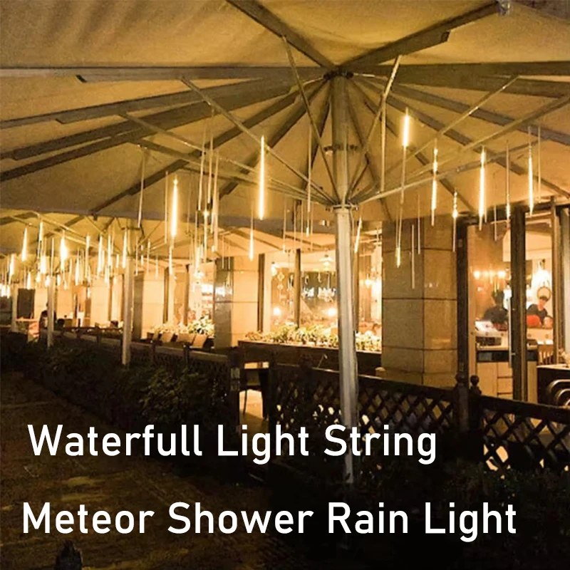 LED Meteor Shower Light 7V Waterproof IP68 Meteor Tube for Christmas Hanging Tree Flashing Color Light Waterfull Light String 8W